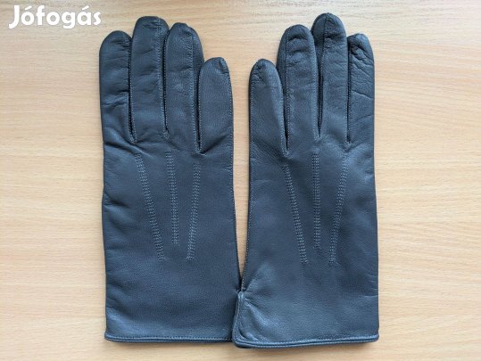 Bélelt bőrkesztyű világosszürke színben