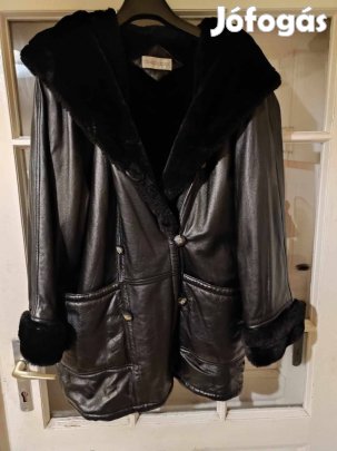 Bélelt jó meleg valódi elegáns bőr kabát olcsón