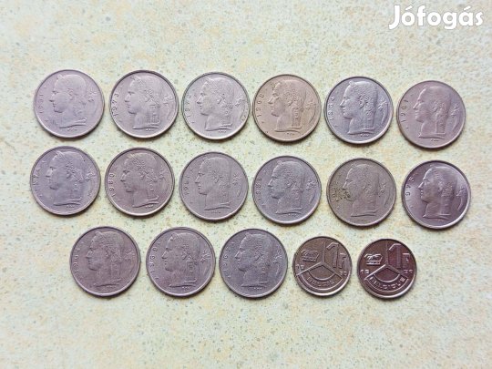 Belgium 17 db Különböző Érme 1 Frank Francs 1951-1991