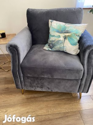 Beliani szürke bársony fotel