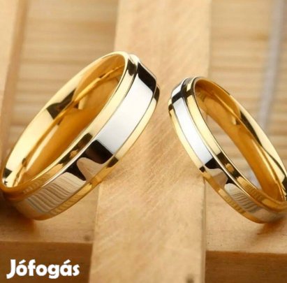Bella arany ezüst színű férfi nemesacél páros gyűrű