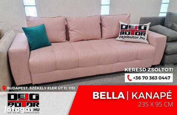 Bella prémium kanapé ülőgarnitúra 235x95 cm rózsaszín ágyazható