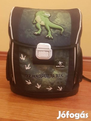 Belmil fekete-zöld dínós iskolatáska + tolltartó + tornazsák szett