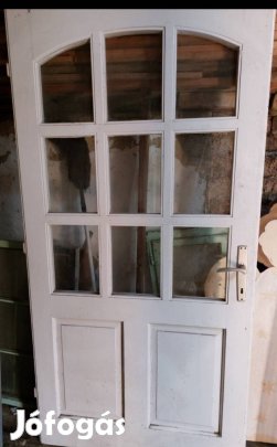 Beltéri, kazettázott üvegű ajtó eladó, igazi fából
