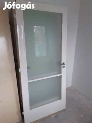 Beltéri ajtólap 87x199cm üveges falcos balos zárral kilinccsel