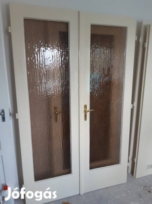 Beltéri ajtólap kétszárnyú 63x202cm üveges falcos jobbos