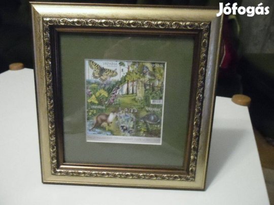 Bélyegblokk arany keretben, természeti szépségeket ábrázoló, eladó