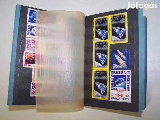 Bélyeggyűjtemény: űrhajózás, űrkutatás (50 db + album)
