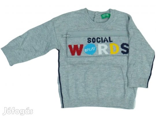 Benetton Új (címkés) Fiú Pulóver (Méret: 74)