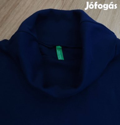 Benetton sötétkék puha pamut női pulóver S