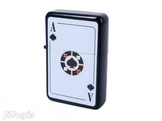 Benzines öngyújtó fekete színű, ász kártyalappal- 245420-10