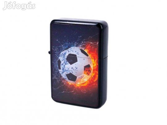 Benzines öngyújtó fekete színű, tüzet oltó focilabdával- 245420-8