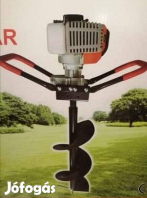 Benzines talajfúró földfúró lyukfúró gép 73ccm akció! Új!