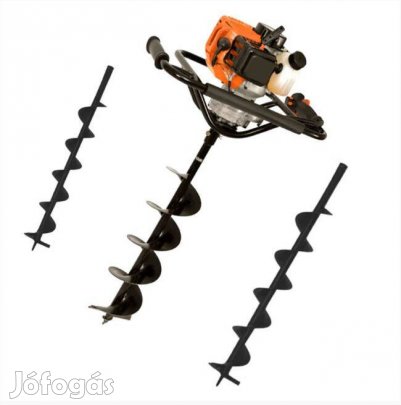Benzinmotoros Talajfúró Földfúró 6,3HP - 73cc 3db szár - 100-150-200mm