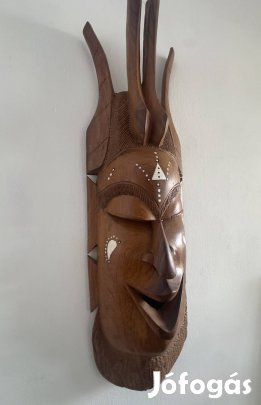 Berber elefántcsonttal intarziázott Mahagóni fa harci maszk
