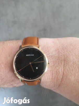 Bering férfi karóra rosegold, barna bőrszíj, 11139-462, dobozával