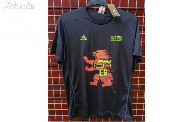 Berlin 2020 Marathon sötétszürke eredeti adidas futópóló (L)