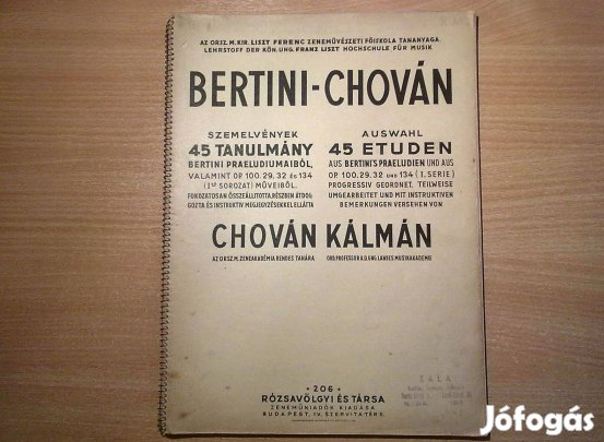 Bertini - Chován: Szemelvények - 45 tanulmány (1907)