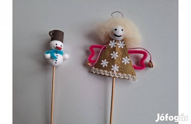 Beszúró dísz angyalka 12 cm hóember 7 cm darabár