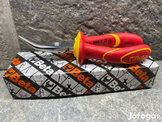 Beta 1168MQ Szigetelt 160mm hajlított félkerek hosszúcsőrű fogó