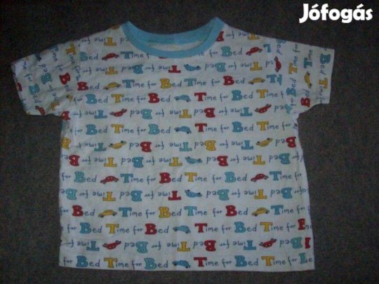 Betű autó mintás fehér póló 9-12 hó (méret 80)