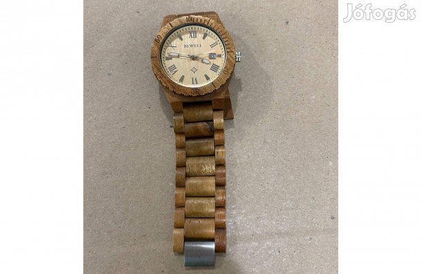 Bewell férfi karóra, fa tok és fa szíj, antiallergén, javítani kell