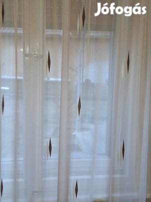 Bézs -barna fehér nyírt mintás új voile függöny (2,3m x 3m) Akció