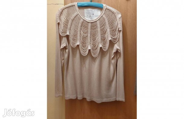 Bézs elején diszes pulover L es