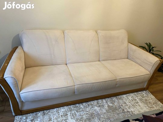 Bézs kanapé ágyazható, ágyneműtartós