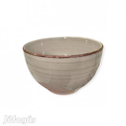 Bézs kerámia leveses tál barna szegéllyel 850 ml