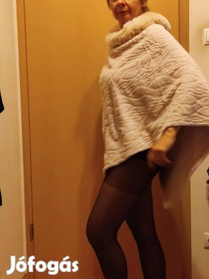 Bézs pihe-puha poncsó új
