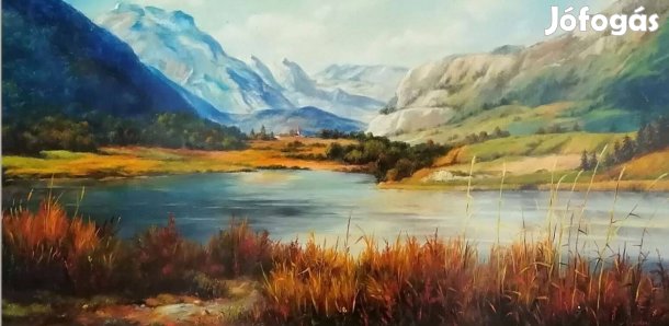 Bihari Puhl Levente festmény: Őszi hegyvidéki táj 40x80 cm