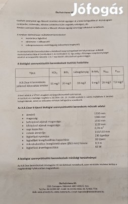 Biológiai szennyvíz tisztító berendezés 