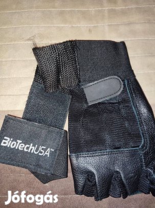Biotechusa csuklószorítós bőr fekete kesztyű fitness kesztyű edzőtermi