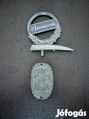 Bismarck kerékpár bicikli sárvédődísz váznyaktábla veterán régi