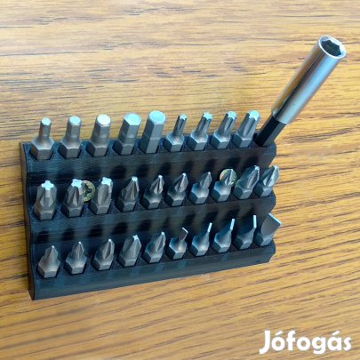 Bit 1/4" -os 6,3 mm-es bitfej készlethez fali tartó konzol