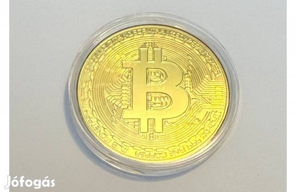 Bitcoin arany színű emlékérem emlék érme érem érmekapszula