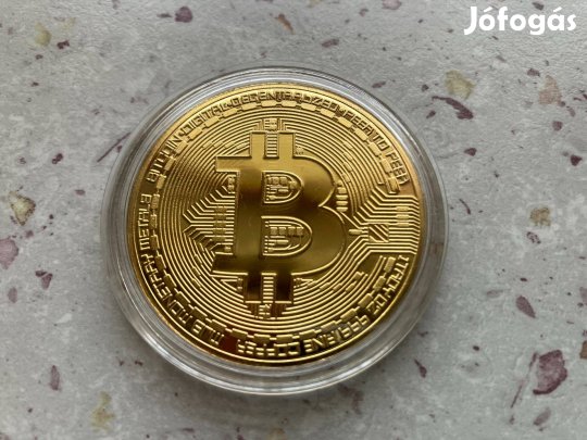 Bitcoin érme műanyag tartóban