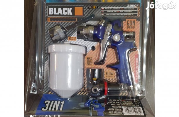 Black HVLP Festékszóró pisztoly 3 az 1-ben 22507