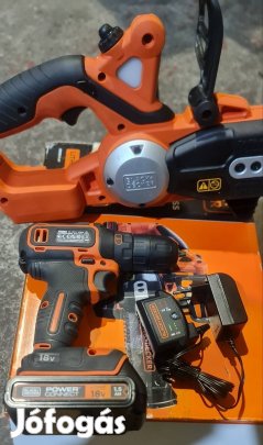 Black and Decker akkus láncfűrész és behajtó csavarozó fúró
