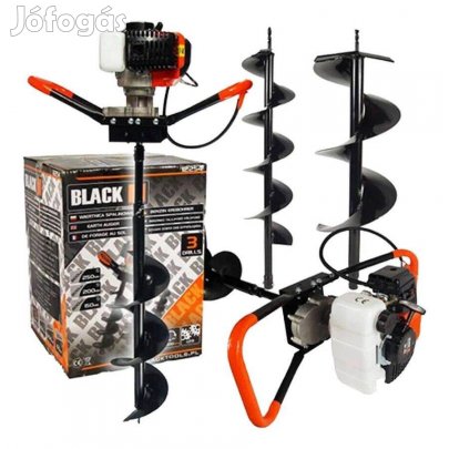 Black benzines talajfúró földfúró 5,8LE + 2db csiga 100/150x800mm
