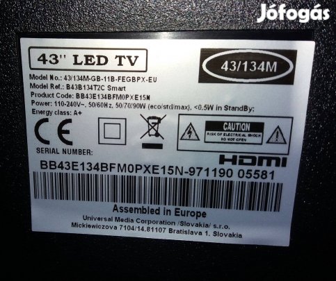 Blaupunkt 43" LED tv törött Új háttér világítás main elkelt!