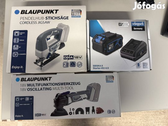 Blaupunkt dekopírfűrész és multivágó Scheppach 4.0Ah akku és töltővel