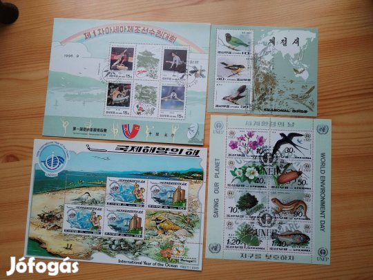 Blokkbélyeg 4 db Koreai szép db-ok