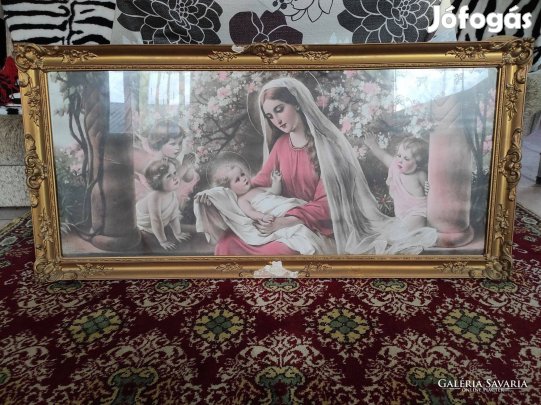 Blondel keretes Mária festmény, aranyozott keretben, XX.szd első fele