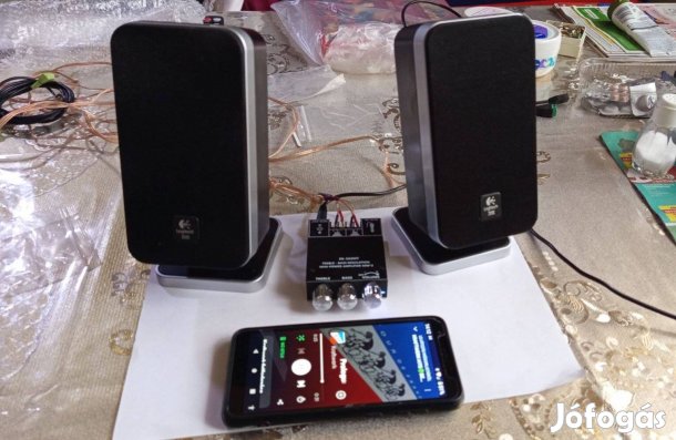 Bluetooth+aux mini 2.0 erősítő hangfalakkal. 12V akku üzem is