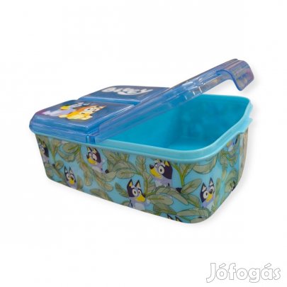 Bluey kék műanyag uzsonnás doboz gyerekeknek 3 rekesz, 790 ml