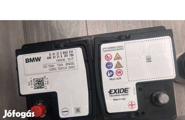 Bmw gyári 70ah agm aksi eladó! 1éves