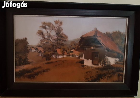 Bodor Miklós : Cáki pincék - festmény ( olaj, farost ) 40x60 ( 30x50 )