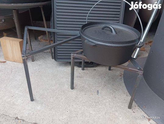 Bogrács lábos tartó Három lábú állvány tárcsalap serpenyő rostlap alá
